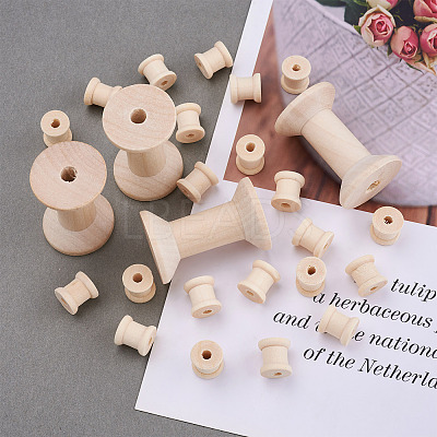 250 Pcs 2 Styles Wooden Empty Spools WOOD-TA0001-58-1