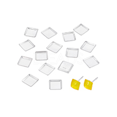 15Pcs 925 Sterling Silver Square Cabochon Settings STER-PH0003-99-1