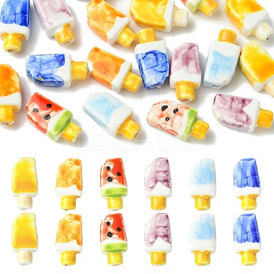 18Pcs 6 Colors Handmade Porcelain Beads PORC-CJ0001-38-1
