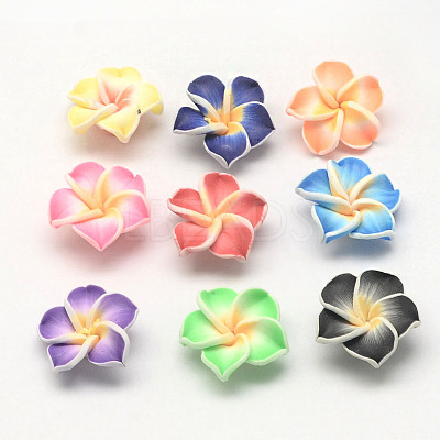 Handmade Polymer Clay 3D Flower Plumeria Beads CLAY-Q192-30mm-M-1
