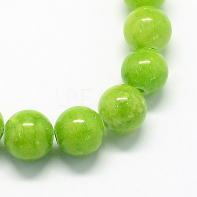 Natural Dyed Yellow Jade Gemstone Bead Strands G-R271-6mm-Y12-1