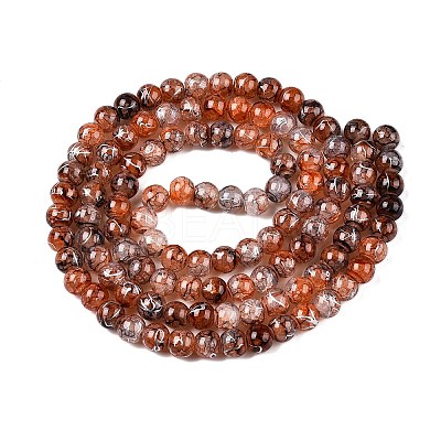 Drawbench Crackle Glass Beads Strands GLAA-N006-8mm-07-1