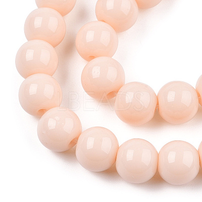 Opaque Solid Color Glass Beads Strands GLAA-T032-P8mm-09-1