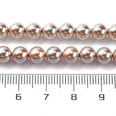 UV Plating Pearlized Glass Pearl Beads Strands GLAA-F128-01A-T15-1