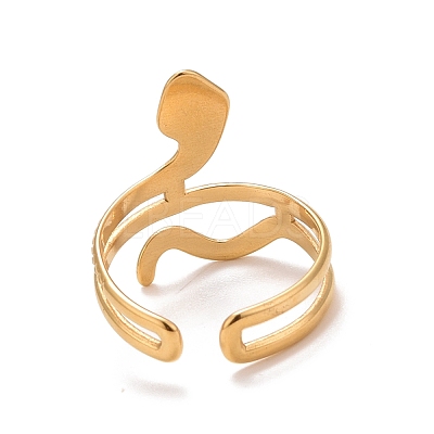 Ion Plating(IP) 304 Stainless Steel Snake Chunky Open Cuff Ring for Women RJEW-A005-38G-1