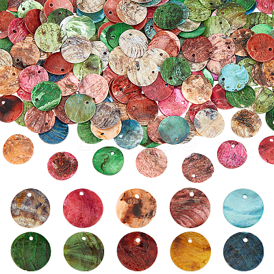 160Pcs 10 Styles Natural Akoya Shell Pendants SHEL-BC0001-043-1