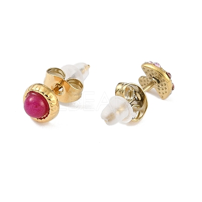304 Stainless Steel Rhinestone Stone Dyeing Stud Earrings EJEW-S224-04G-05-1