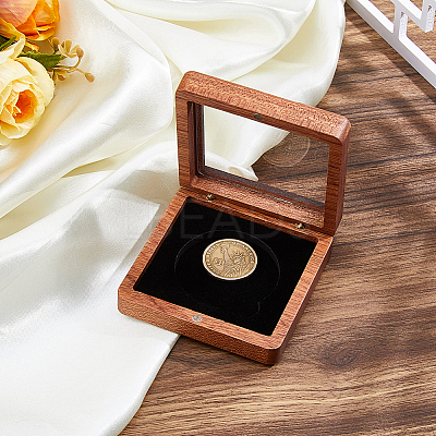 Wood Commemorative Coin Box CON-WH0107-36A-1
