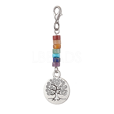 Alloy Tree of Life Pendant Decorations HJEW-JM02062-1