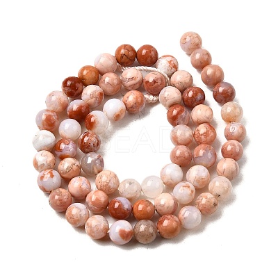 Natural Pink Agate Beads Strands G-K350-C02-6mm-1