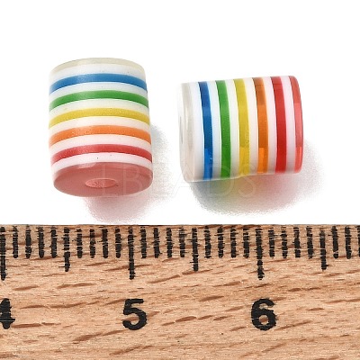 Transparent Rainbow Stripe Opaque Resin Beads RE-CBA0A57-12B-1