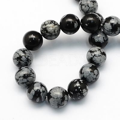Natural Snowflake Obsidian Round Beads Strands X-G-S172-6mm-1