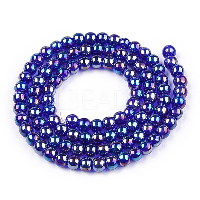 Electroplate Transparent Glass Beads Strands GLAA-T032-T4mm-AB15-1
