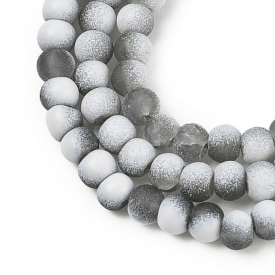 Frosted Crackle Glass Beads Strands GLAA-U001-4mm-M06-1