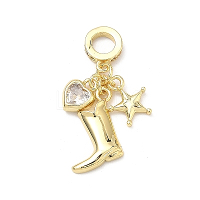 Brass Pave Clear Cubic Zirconia European Dangle Charms KK-P345-44G-1