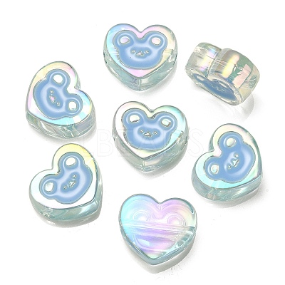 UV Plating Rainbow Iridescent Acrylic Enamel Beads X-OACR-G012-12-1