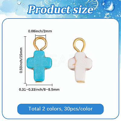 60Pcs Dyed Synthetic Turquoise Pendants FIND-BM0001-60A-1