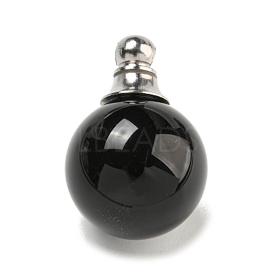 Natural Obsidian Perfume Bottle Pendants G-K338-22P-01-1