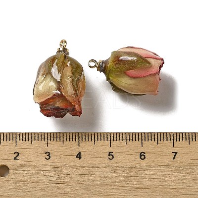 Preserved Rose with Golden Alloy Pendants FIND-M010-01A-1