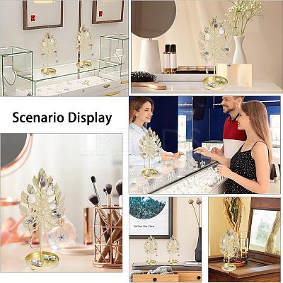 Iron Earring Display Stands with Round Tray EDIS-WH0016-018B-1