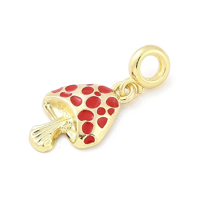 Brass Red Enamel Vegetable European Dangle Charms KK-Z090-06G-03-1