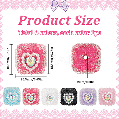 6Pcs 6 Colors Acrylic & Plastic & Resin Rhinestone Beads FIND-SC0013-09B-1