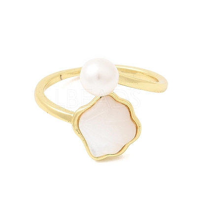 Adjustable Brass White Shell Cuff Rings SH-CBA3B38-01G-1