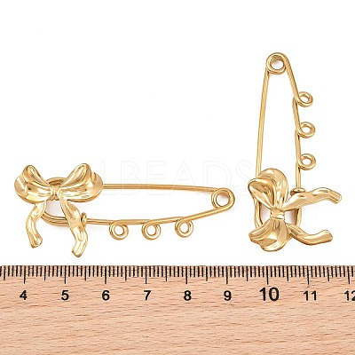 Bowknot 304 Stainless Steel Safety Pins Brooch Findings SA-CBA098D-12C-G-1