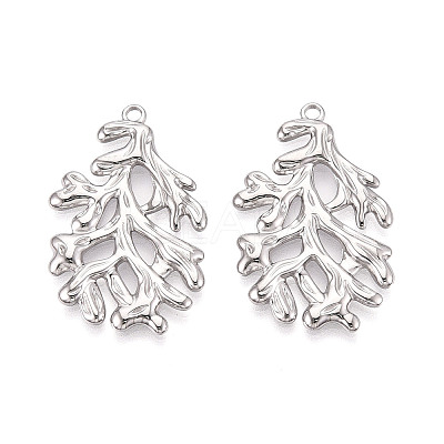 304 Stainless Steel Imitation Coral Pendants STAS-T069-41P-1