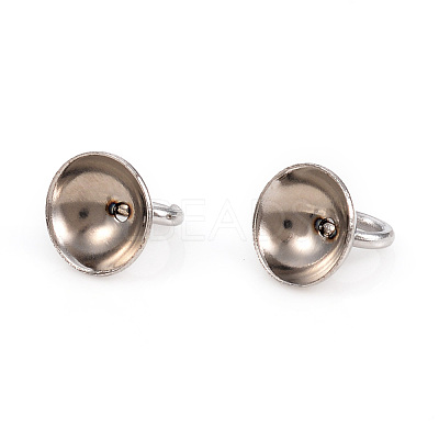 201 Stainless Steel Bead Cap Pendant Bails STAS-L244-27D-P-1