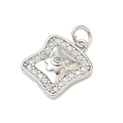 Brass Micro Pave Cubic Zirconia Pendants KK-C156-10P-1