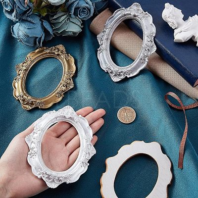4Pcs 4 Colors Oval Retro Resin Photo Frames AJEW-FG0001-48-1
