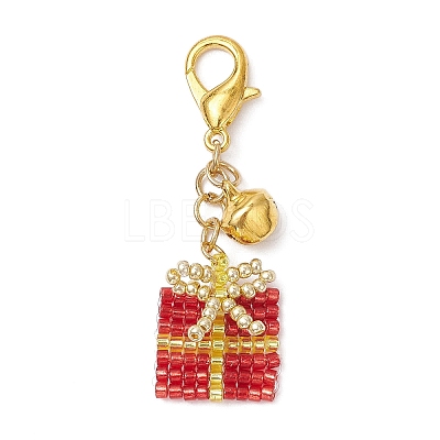 Christmas Gift Handmade Glass Seed Beads Pendant Decoraitons HJEW-MZ00350-01-1