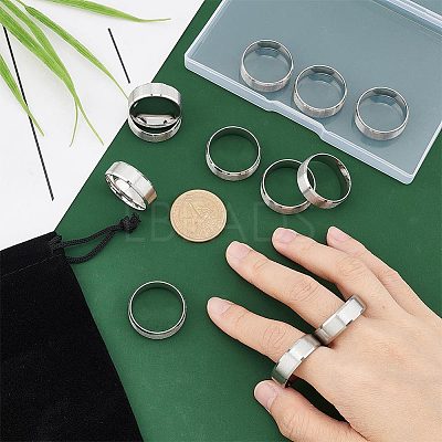 12Pcs 201 Stainless Steel Plain Band Ring for Men Women RJEW-UN0002-44B-1