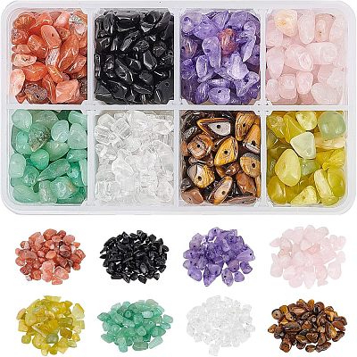 Natural Gemstone and Glass Chip Beads Sets G-NB0001-51-1