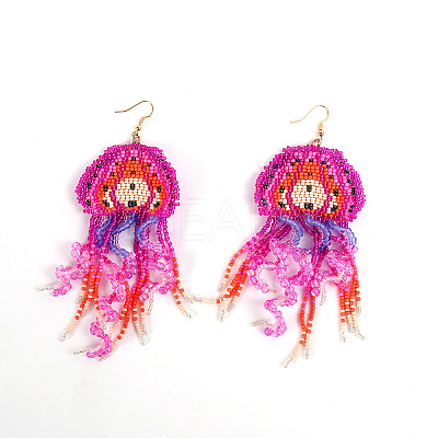 Bohemian Style Glass Seed Beads Dangle Earrings FS-WG15E1C-01-1