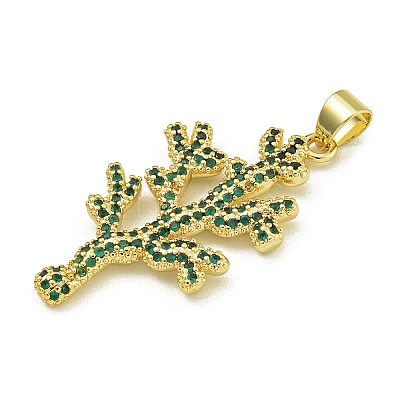 Rack Plating Brass Pave Cubic Zirconia Pendants KK-U029-11G-03-1