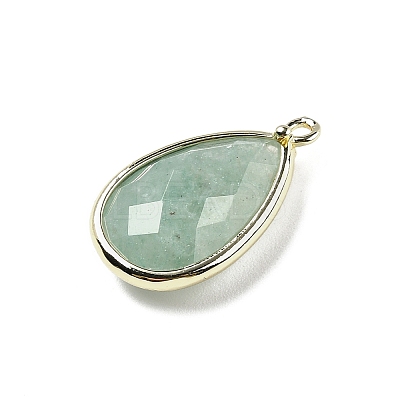 Natural Dyed Green Aventurine Faceted Pendants G-M431-17G-02-1