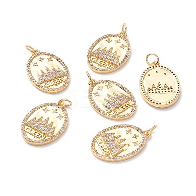 Brass Micro Pave Clear Cubic Zirconia Pendants ZIRC-Z019-07G-NR-1
