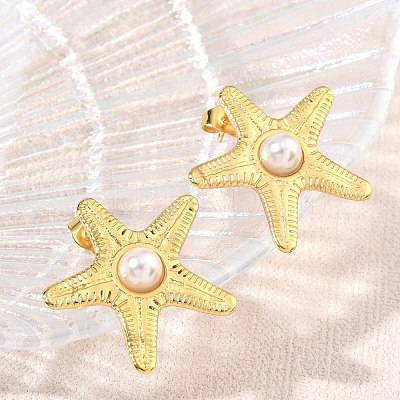 304 Stainless Steel Stud Earrings SA-CBA46AF-05G-02-1