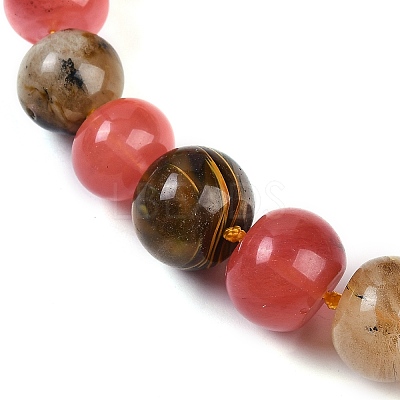 Tigerskin Glass Rondelle Graduated Beaded Necklaces for Women Men NJEW-K388-02P-1
