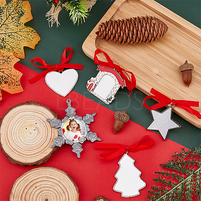 8 Sets 8 Styles Christmas Theme Sublimation Blank Alloy Pendant Decorations DIY-FH0005-64-1