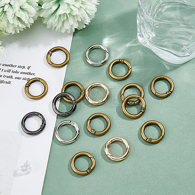 24Pcs 4 Colors Alloy Spring Gate Rings FIND-HS0001-26C-1