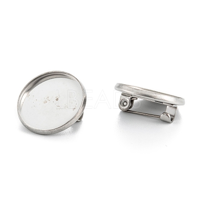 Tarnish Resistant 304 Stainless Steel Brooch Cabochon Settings STAS-G250-04P-D-1