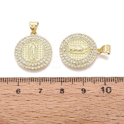 Religion Brass Micro Pave Clear Cubic Zirconia Pendants KK-N287-43G-01-1