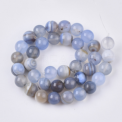 Natural Striped Agate/Banded Agate Beads Strands X-G-S359-046-01-1