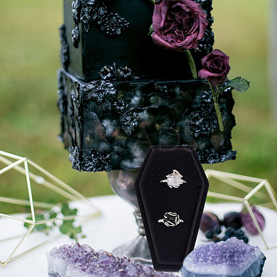 Halloween Theme Coffin Shaped Velvet Finger Ring Boxes VBOX-WH0015-01A-1