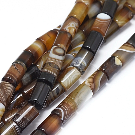 Natural Banded Agate/Striped Agate Beads Strands G-D0005-46-1
