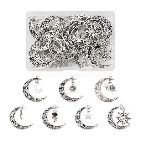  Jewelry 28Pcs 7 Style Tibetan Style Zinc Alloy Pendants FIND-PJ0001-25-1