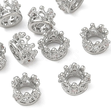 SHEGRACE Brass Micro Pave Clear Cubic Zirconia European Beads XGRQ4G919-685P-1